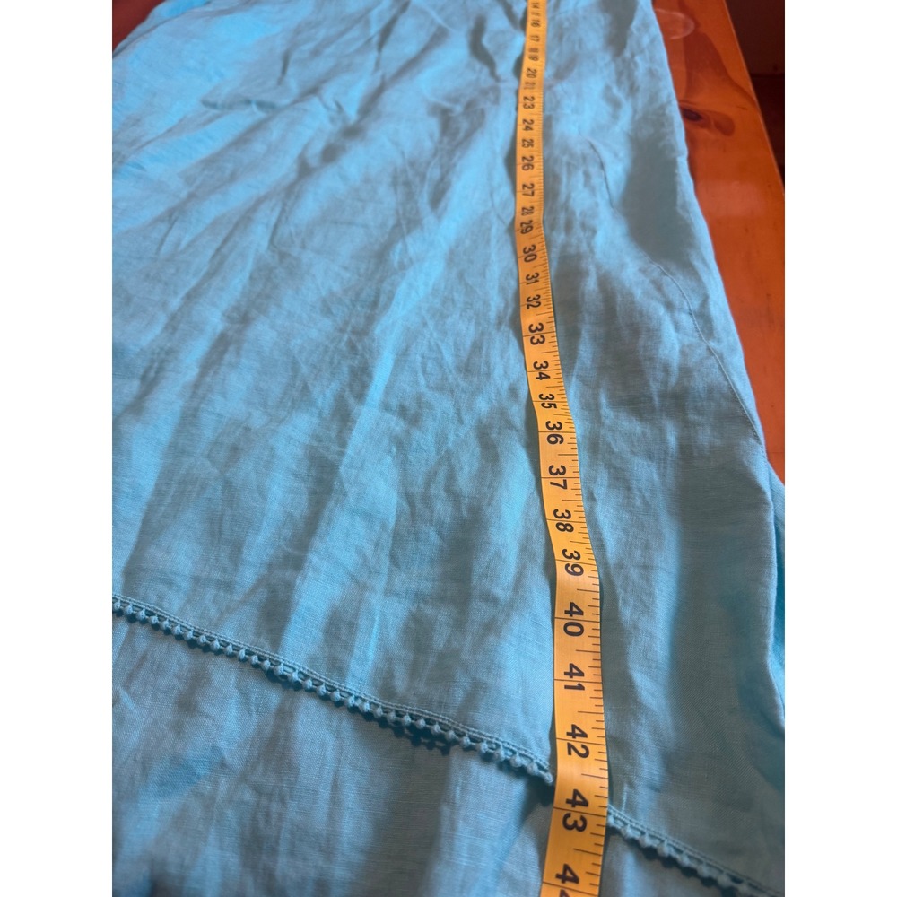 J.Jill Love Linen Sleeveless V-Neck High-Low Dress Turquoise Blue Womens Medium - Picture 8 of 9